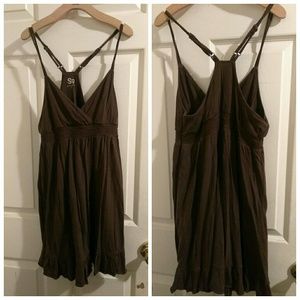 Brown Cotton Cute Dress